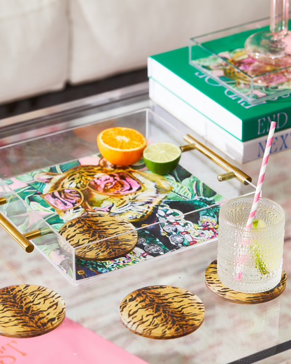 Toby The Tiger Acrylic Tray With Gold Handles - Bria Blair Creative