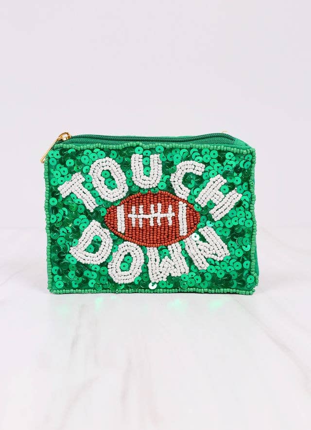Touch Down Sequin Pouch GREEN - Bria Blair Creative