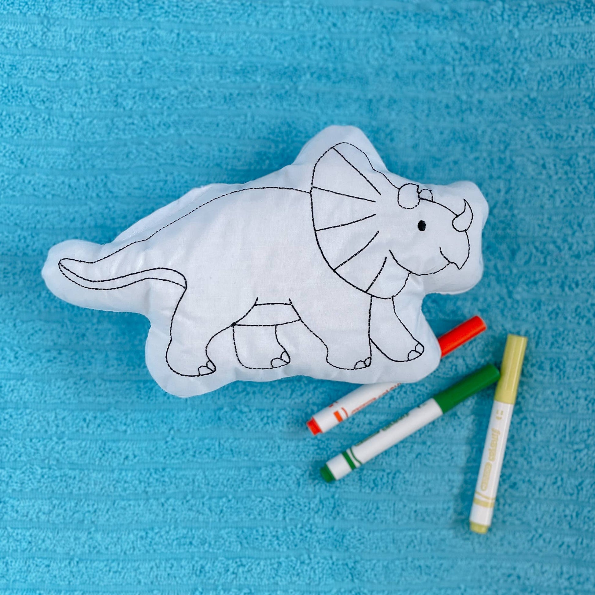 Triceratops Dinosaur Coloring Pillow Activity For Kids: Triceratops - Bria Blair Creative