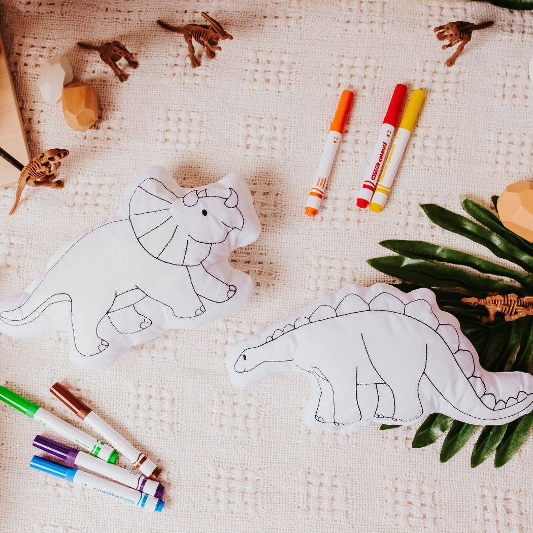 Triceratops Dinosaur Coloring Pillow Activity For Kids: Triceratops - Bria Blair Creative