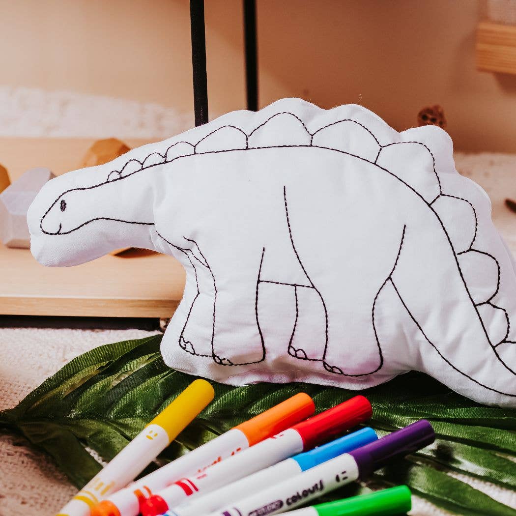 Triceratops Dinosaur Coloring Pillow Activity For Kids: Triceratops - Bria Blair Creative
