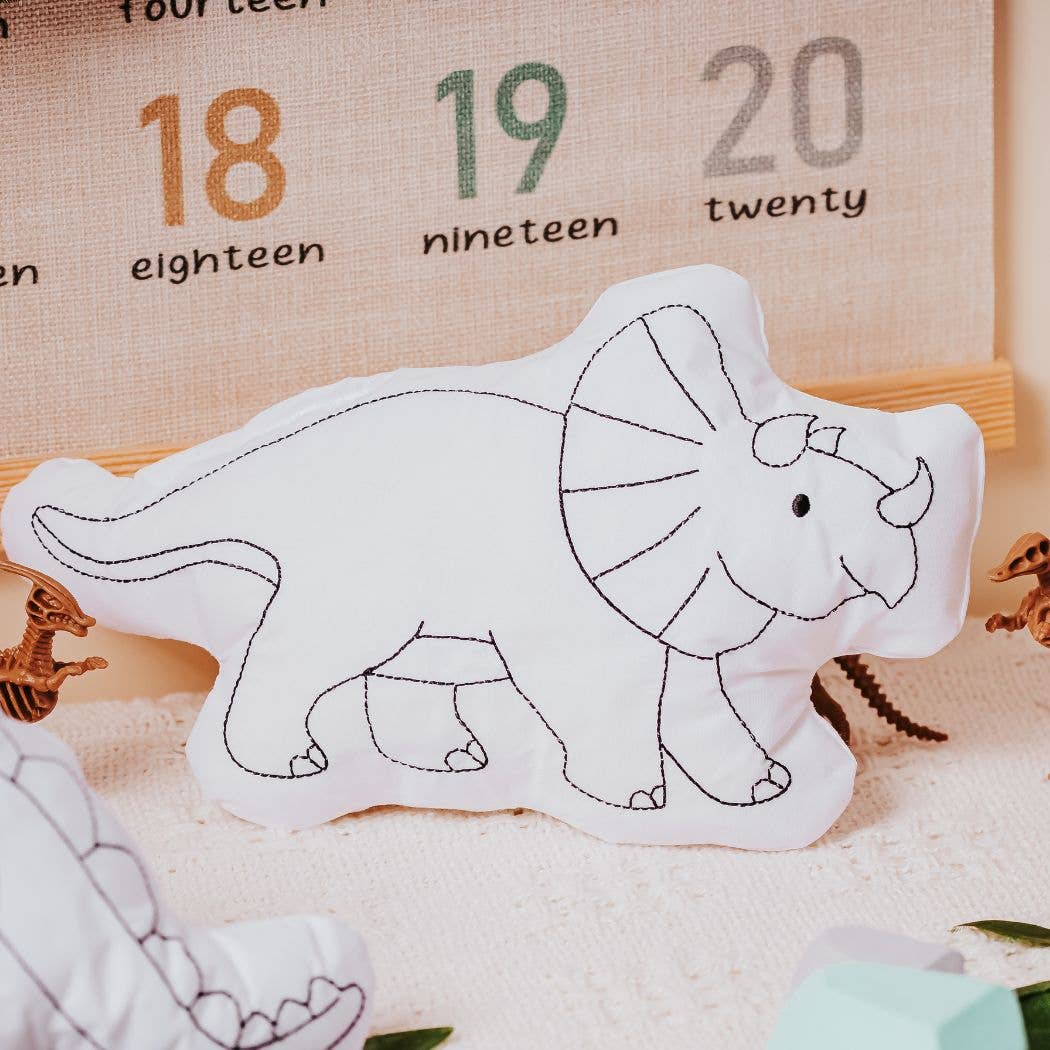 Triceratops Dinosaur Coloring Pillow Activity For Kids: Triceratops - Bria Blair Creative