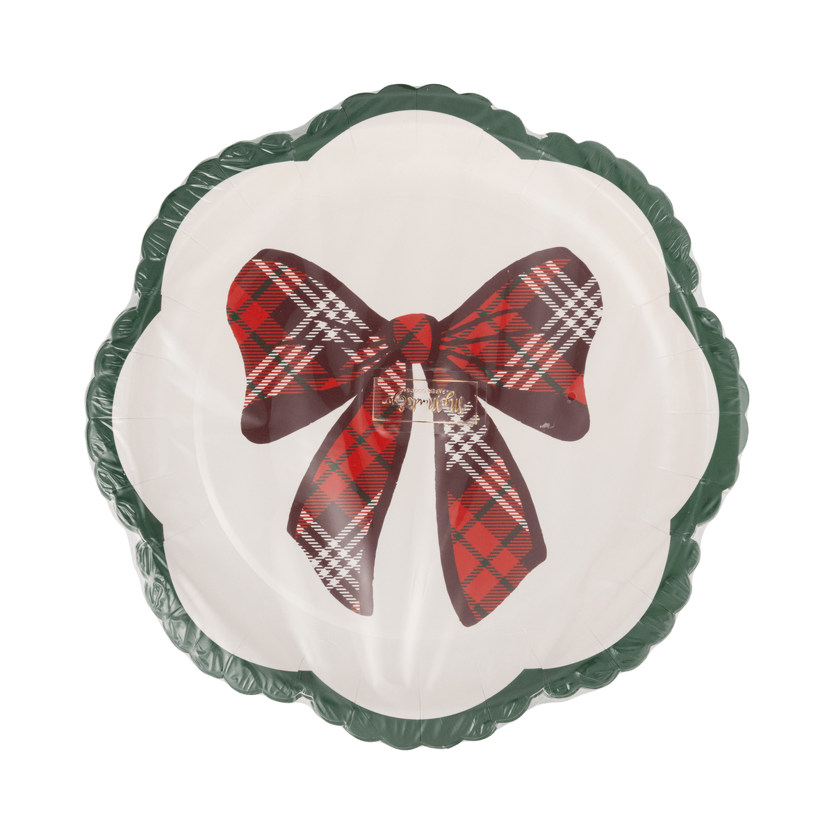 TRM1340 - Plaid Bow Christmas 8" Paper Salad Plates - Bria Blair Creative
