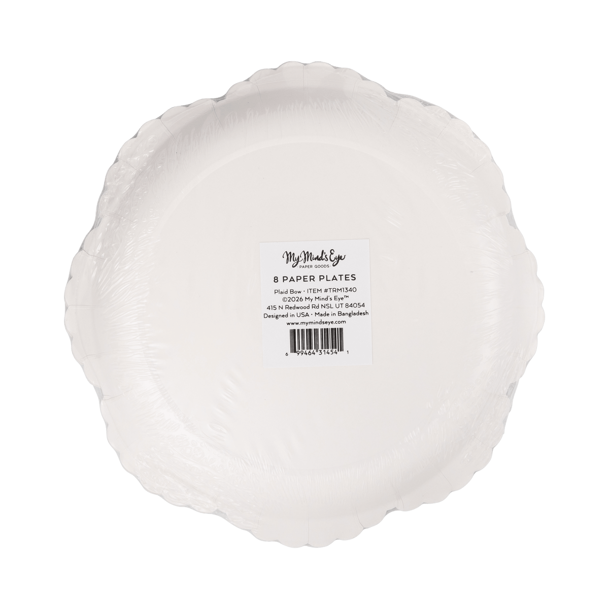 TRM1340 - Plaid Bow Christmas 8" Paper Salad Plates - Bria Blair Creative