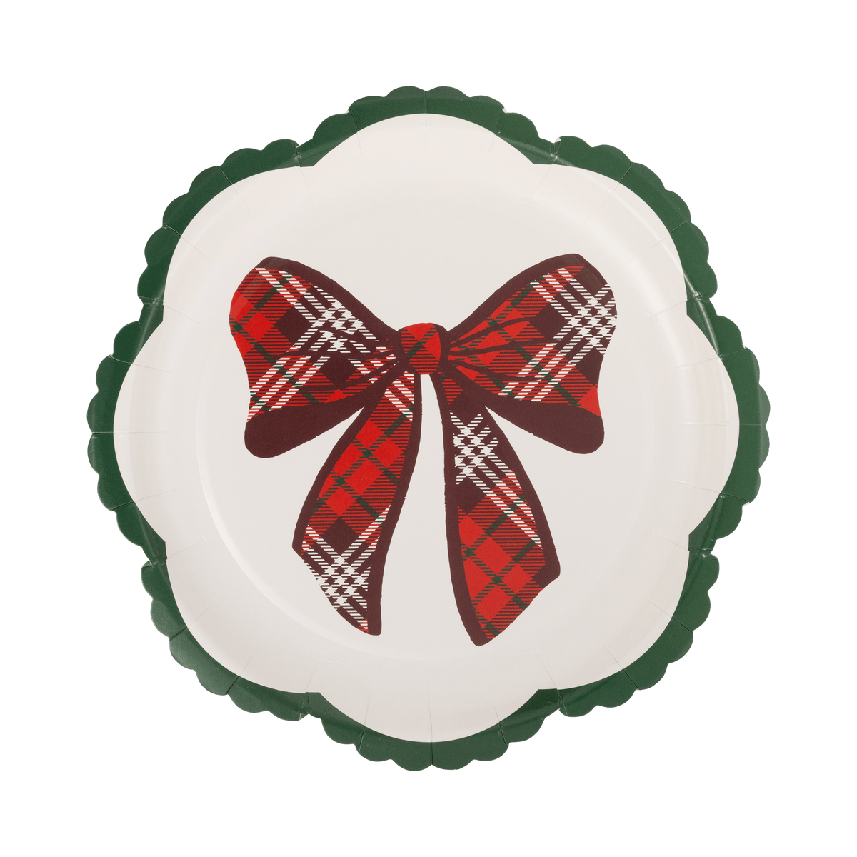 TRM1340 - Plaid Bow Christmas 8" Paper Salad Plates - Bria Blair Creative