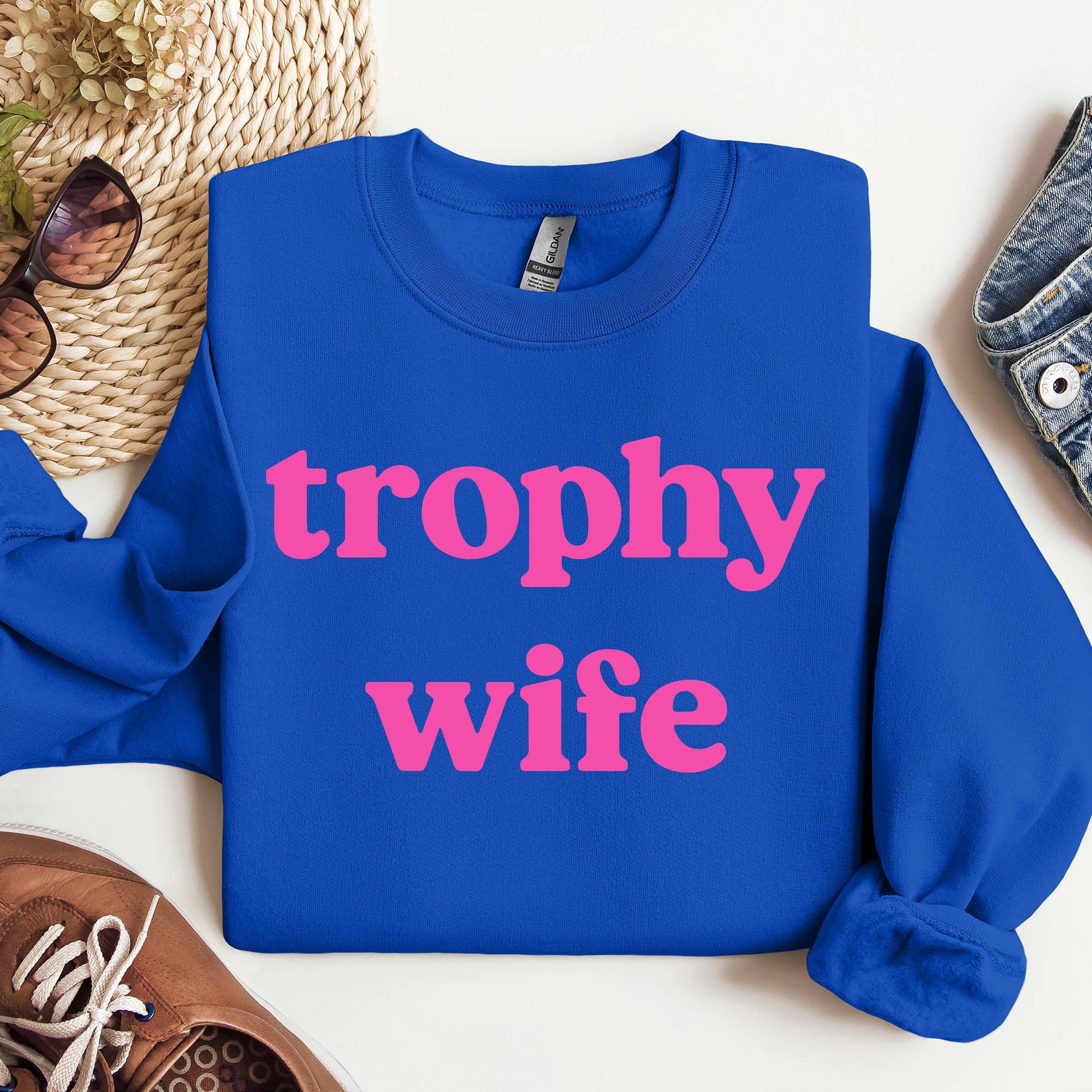 Trophy Wife Crewneck Sweatshirt, Gummies, Funny Sweatshirt: X - Large - Bria Blair Creative