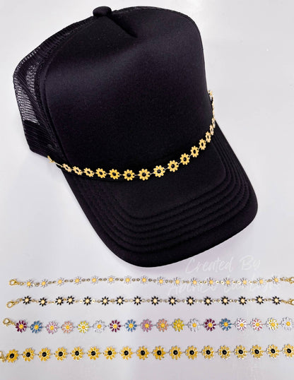 Trucker hat chains trucker hat jewelry chains: Black dasies - Bria Blair Creative