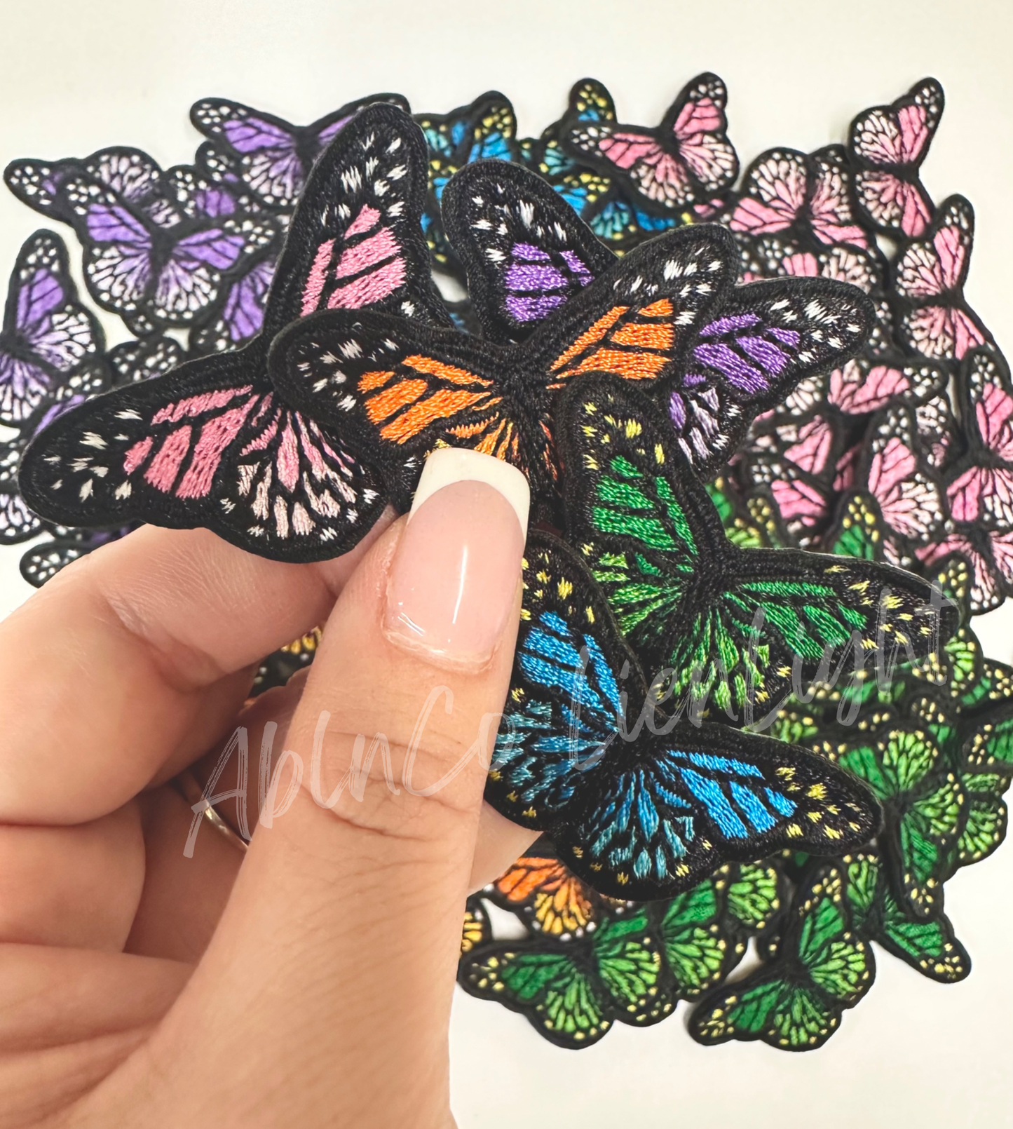 Trucker hat patches 1” rainbow butterfly embroidery patch: Pink - Bria Blair Creative