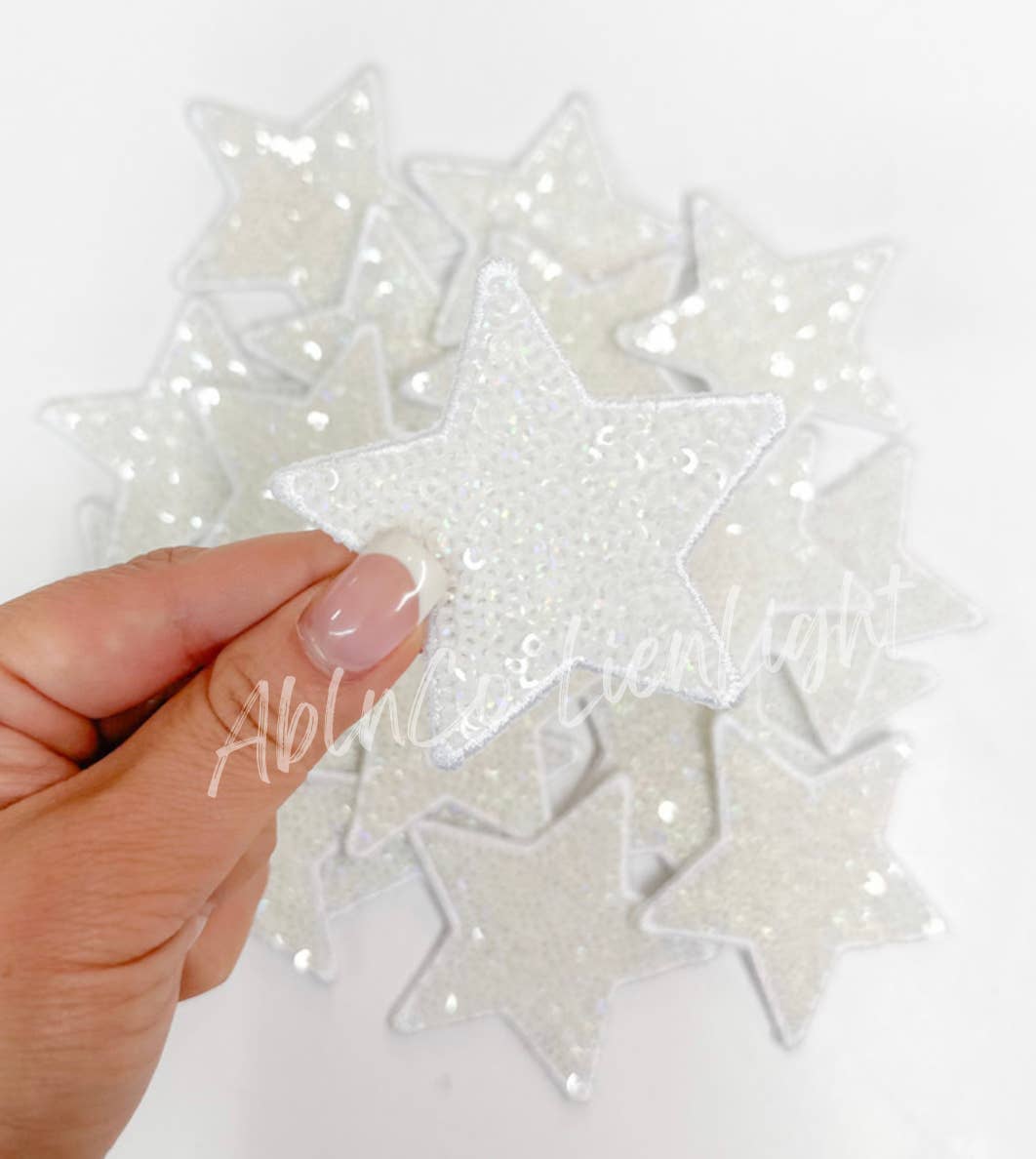 Trucker hat patches small white star sequins patch iron on - Bria Blair Creative