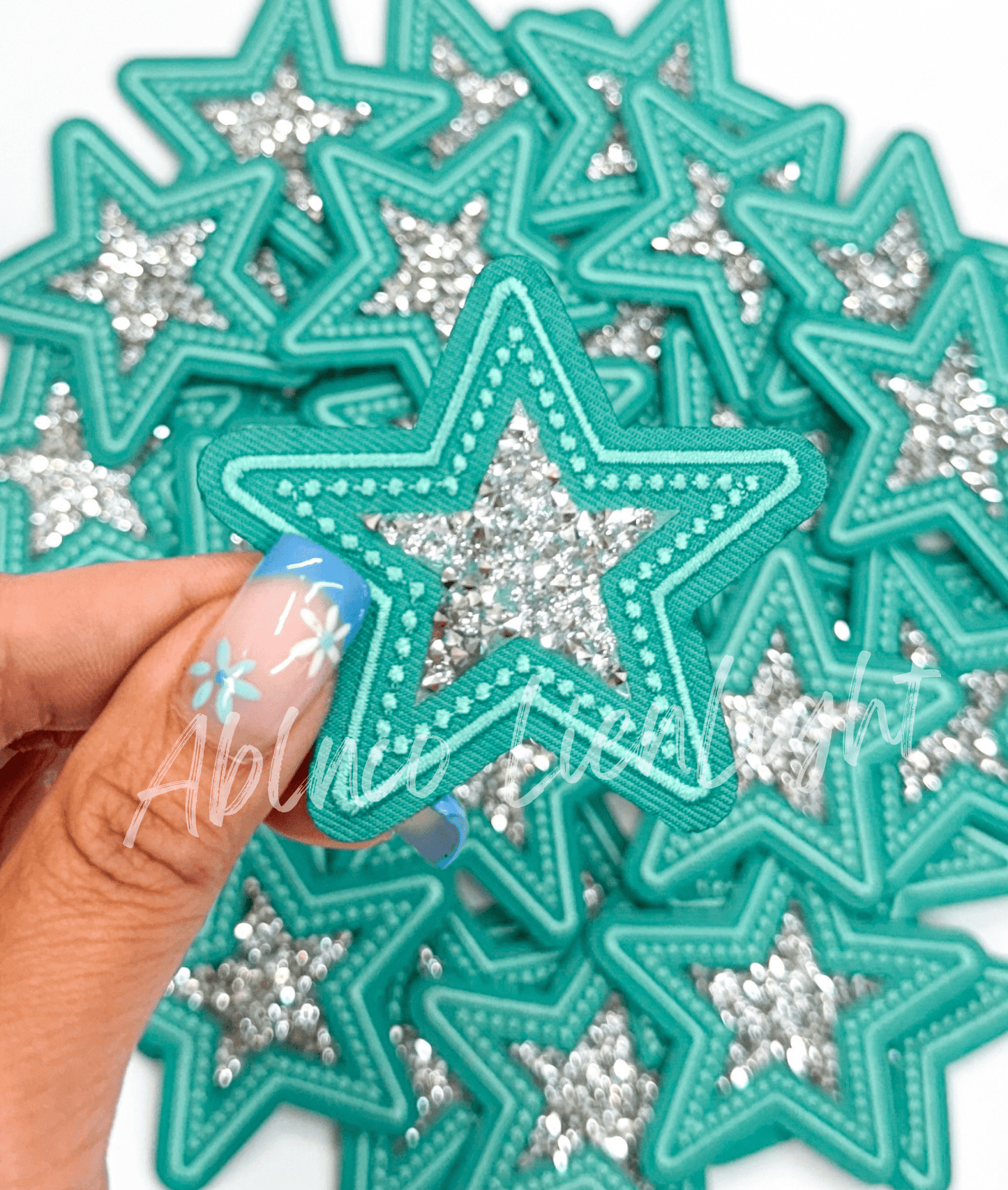 Turquoise rhinestone star embroidery trucker hat patches - Bria Blair Creative