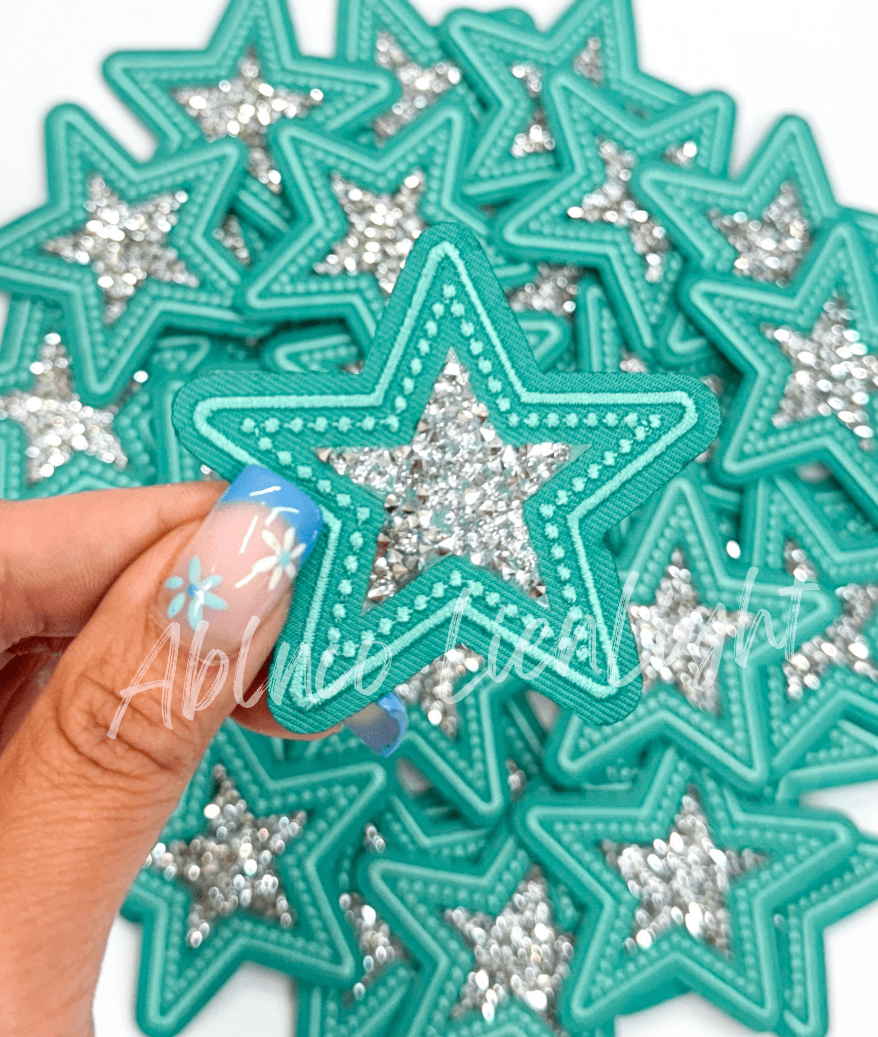 Turquoise rhinestone star embroidery trucker hat patches - Bria Blair Creative