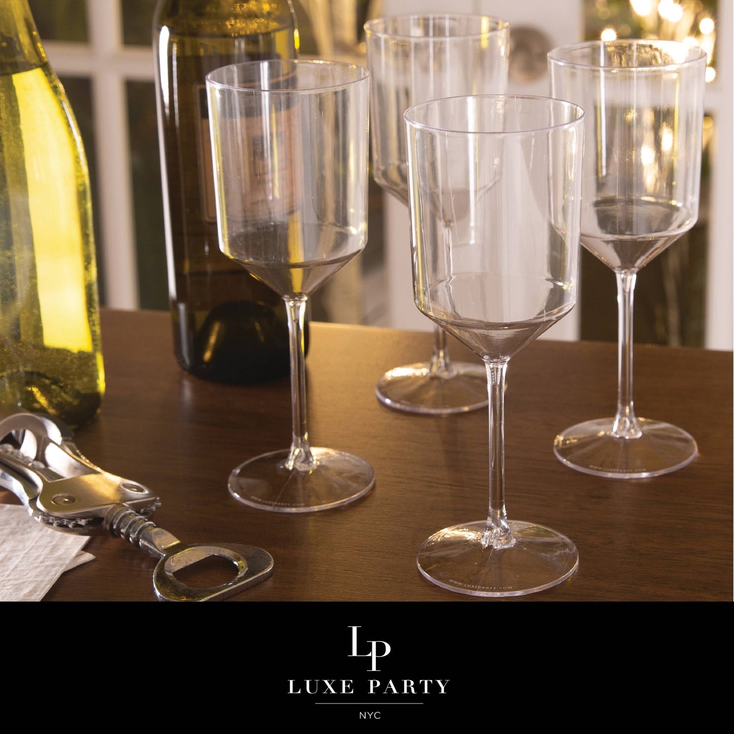 Upscale Clear Plastic Wine Cups | 4 Cups - Bria Blair Creative