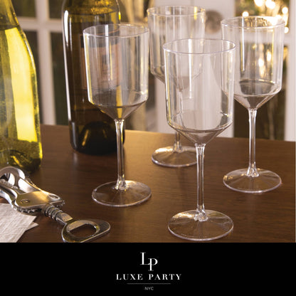 Upscale Clear Plastic Wine Cups | 4 Cups - Bria Blair Creative