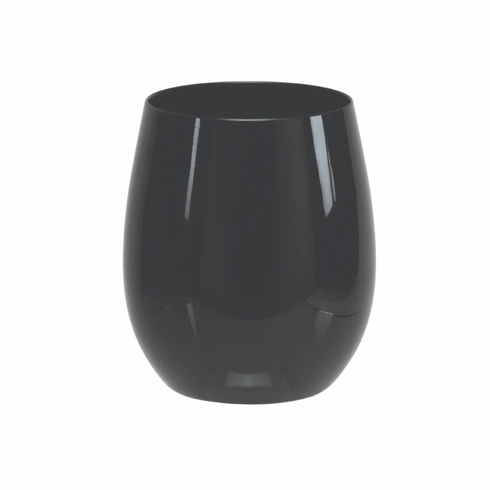 Upscale Round Black 12 Oz. Plastic Wine Goblets | 6 Cups - Bria Blair Creative