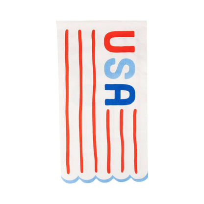 USA Striped Scallop Guest Napkin (24ct) - Bria Blair Creative