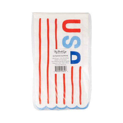 USA Striped Scallop Guest Napkin (24ct) - Bria Blair Creative
