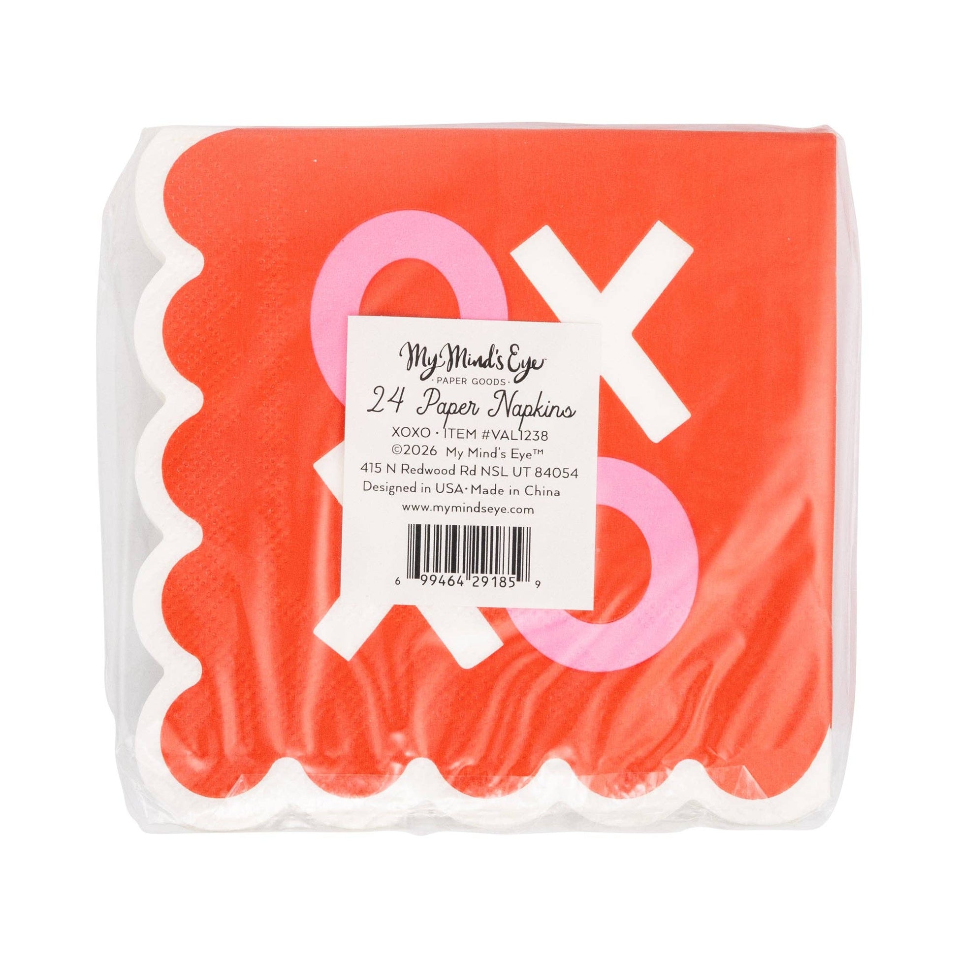 VAL1238 - Scalloped XOXO Cocktail Napkin - Bria Blair Creative