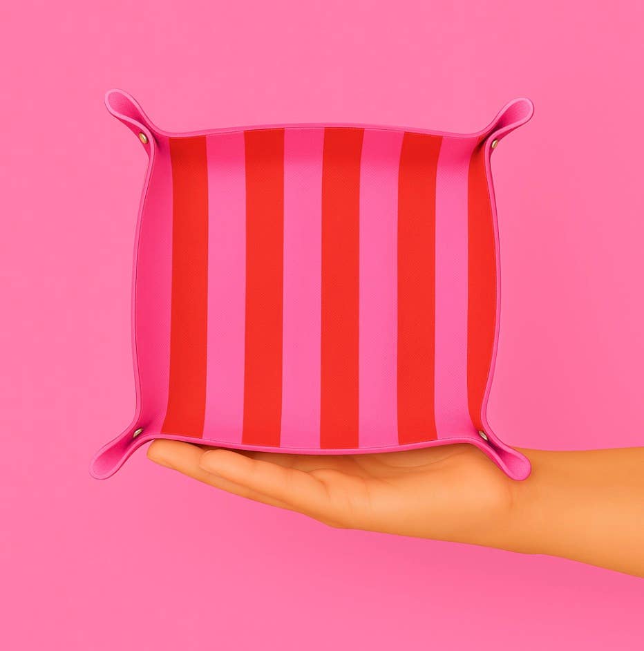 Valentines day gift jewelry trinket tray | pink & red stripe - Bria Blair Creative