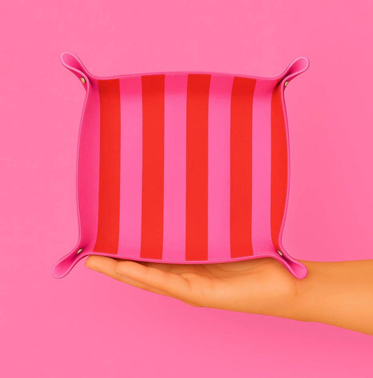 Valentines day gift jewelry trinket tray | pink & red stripe - Bria Blair Creative