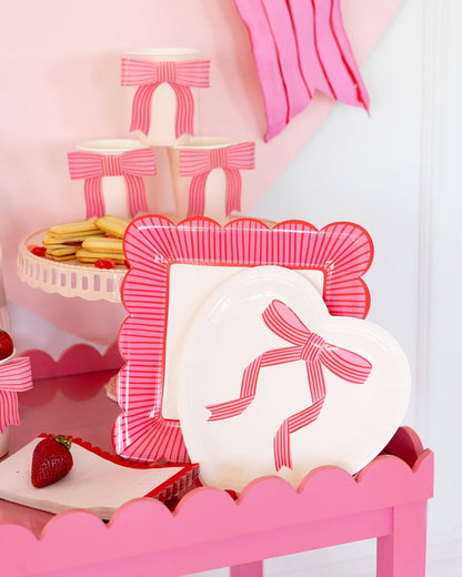 VBW1141 - Striped Edge Scalloped Square Plate - Bria Blair Creative