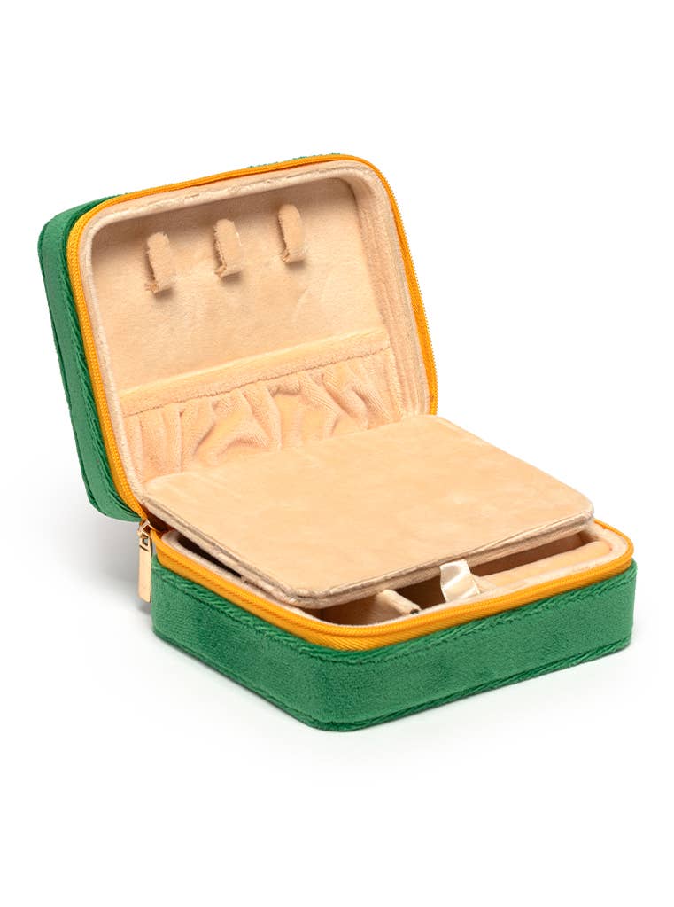 Velvet Jewelry Zip Case / Organizer - "Press for Champagne" - Bria Blair Creative