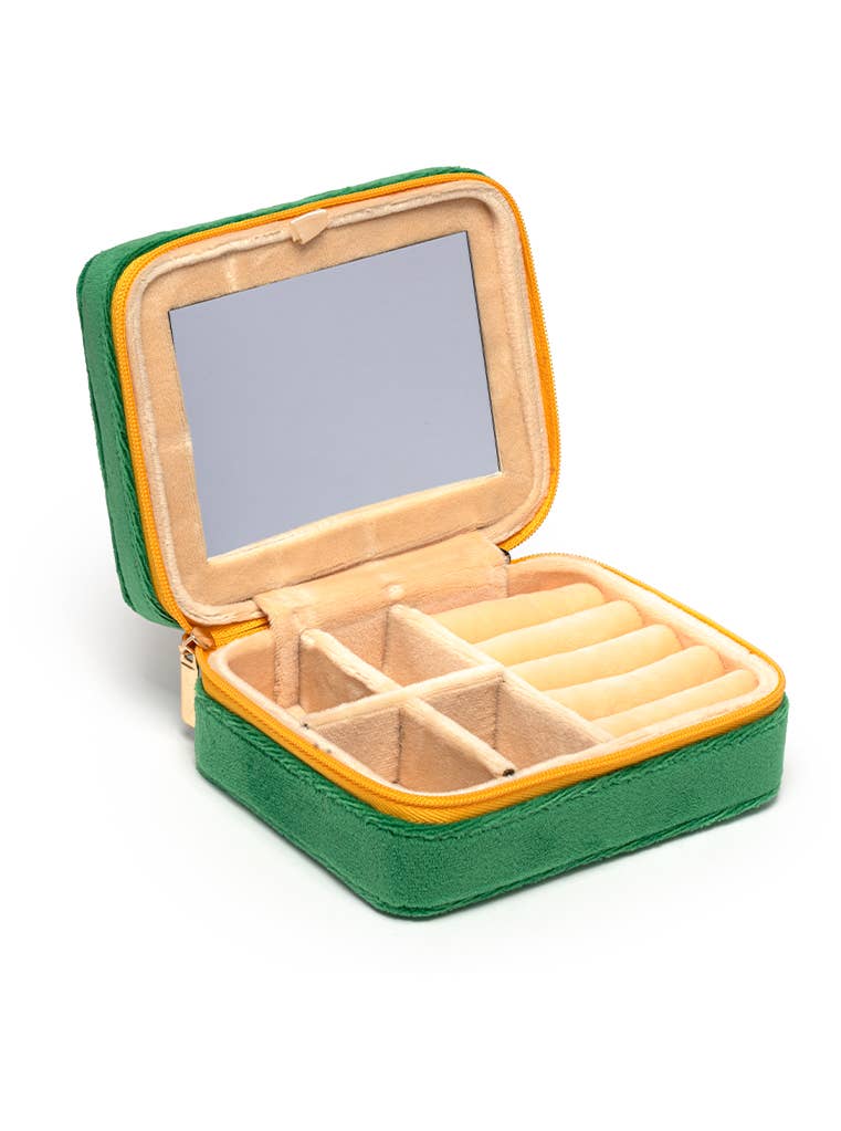 Velvet Jewelry Zip Case / Organizer - "Press for Champagne" - Bria Blair Creative