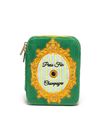 Velvet Jewelry Zip Case / Organizer - "Press for Champagne" - Bria Blair Creative