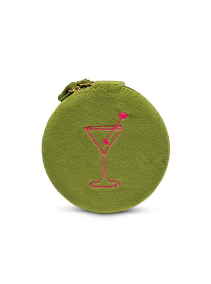 Velvet Jewelry Zip Case / Travel Organizer - Martini - Olive - Bria Blair Creative