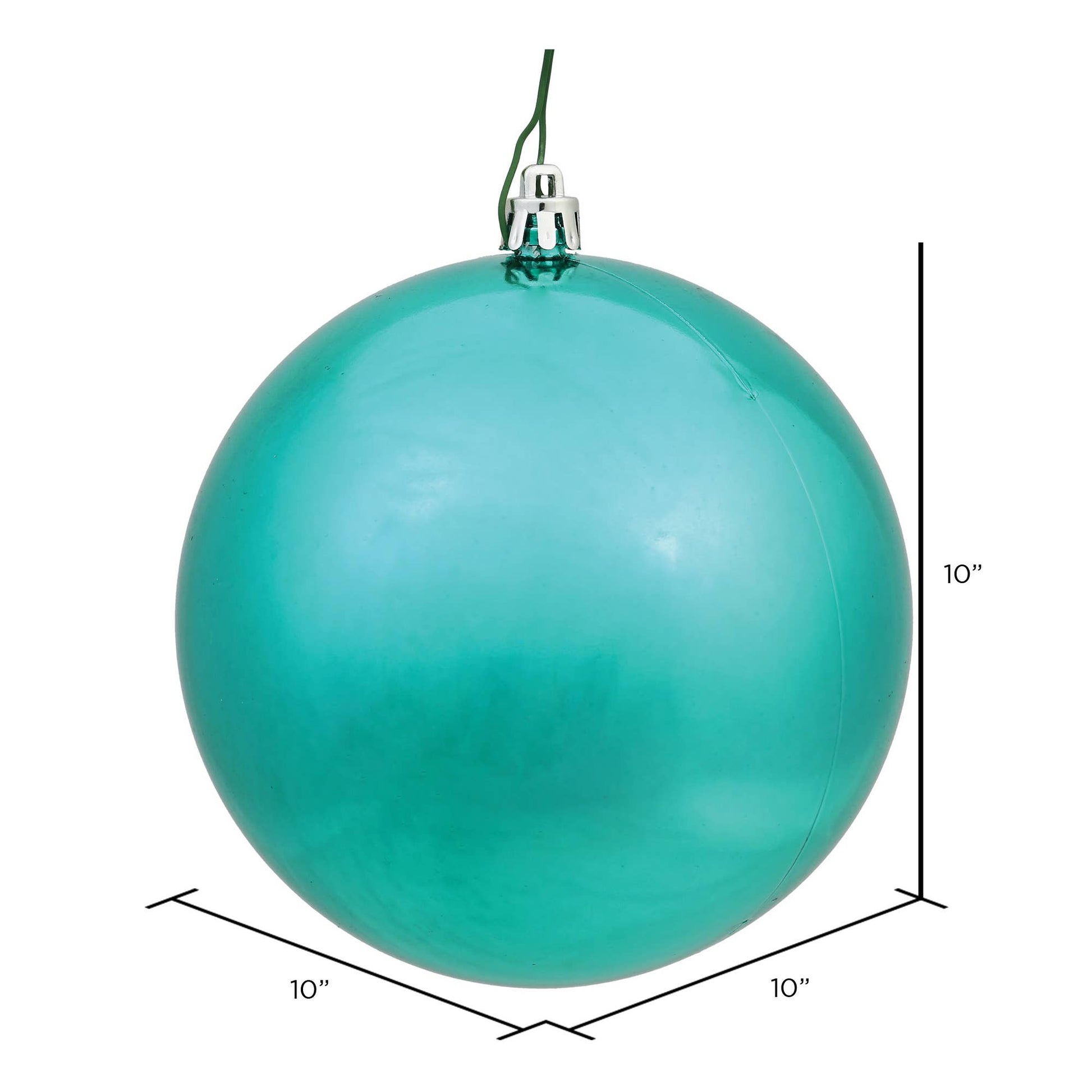 Vickerman 10" Teal Shiny Ball Ornament: Teal / Plastic / 10" - Bria Blair Creative