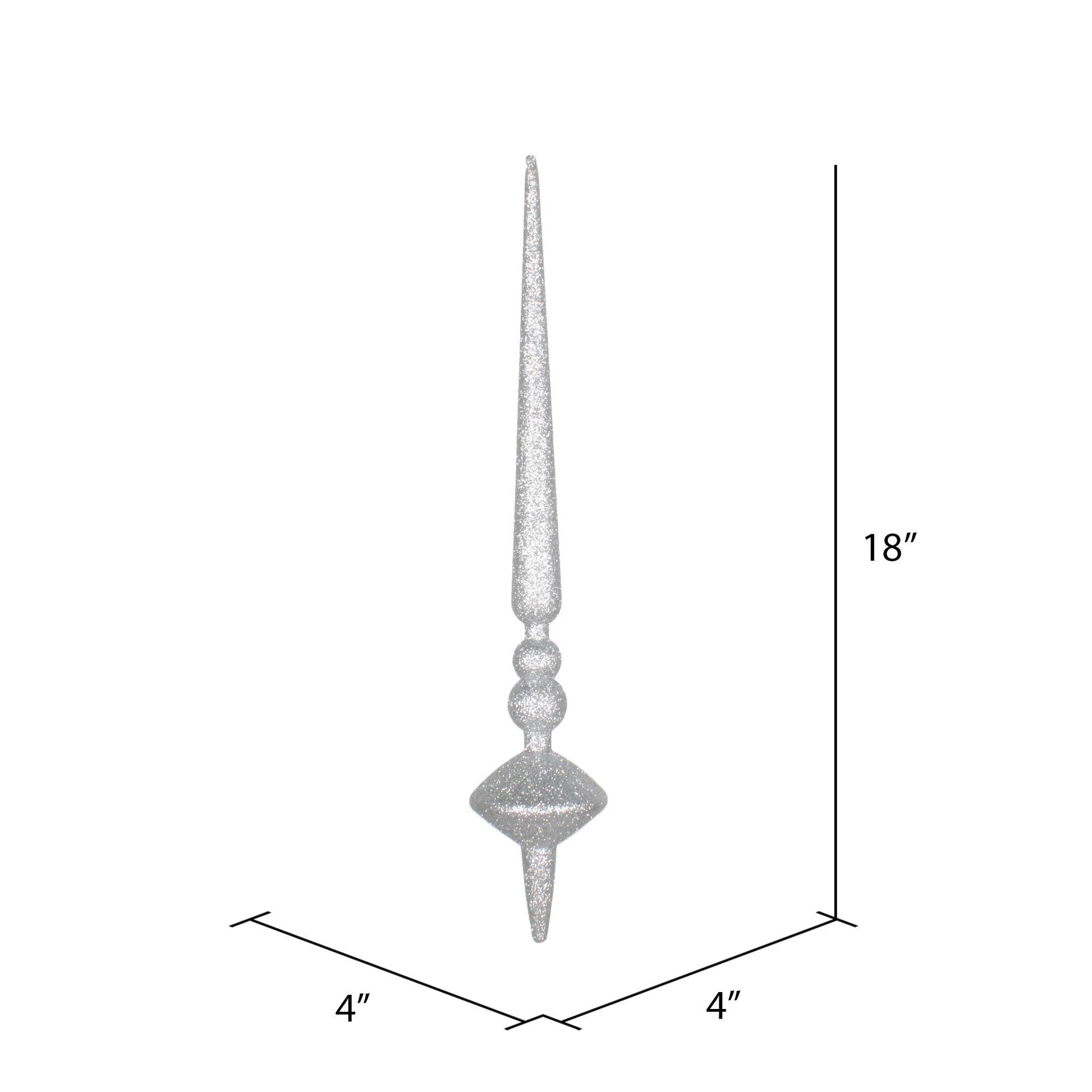 Vickerman 18" Silver Glitter Cupola Finial 2/Bag: Silver / Plastic / 18" - Bria Blair Creative