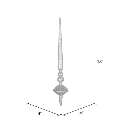 Vickerman 18" Silver Glitter Cupola Finial 2/Bag: Silver / Plastic / 18" - Bria Blair Creative
