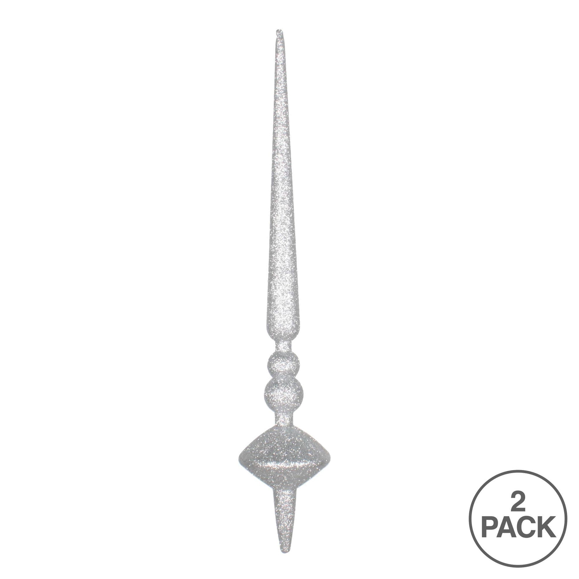 Vickerman 18" Silver Glitter Cupola Finial 2/Bag: Silver / Plastic / 18" - Bria Blair Creative