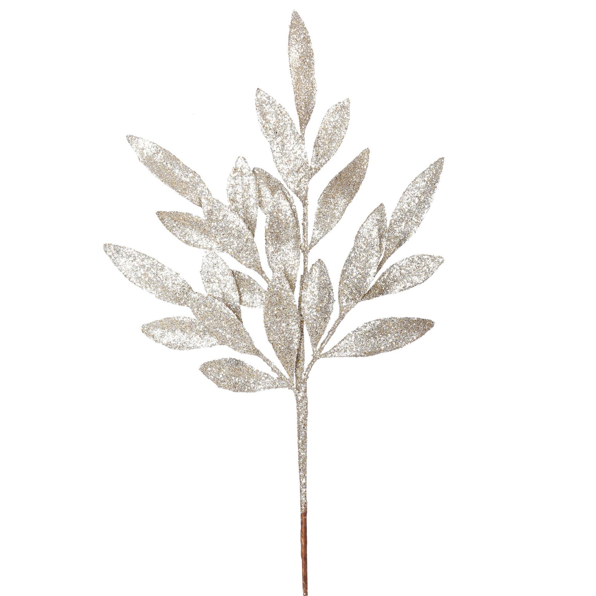 Vickerman 22" Champagne Glit BayLeaf Spray 12/Bg: Champagne / Plastic / 22" - Bria Blair Creative