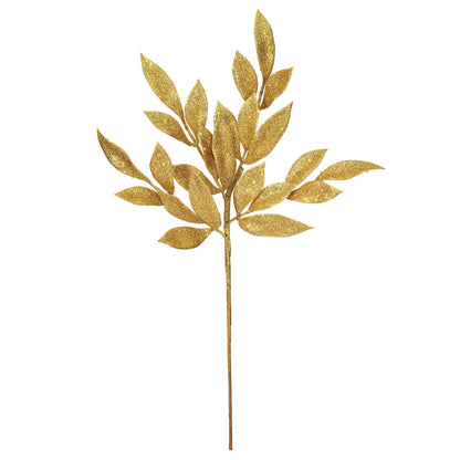 Vickerman 22" Gold Glit BayLeaf Spray 12/Bg: Gold / Plastic / 22" - Bria Blair Creative