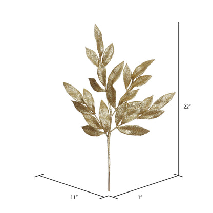 Vickerman 22" Gold Glit BayLeaf Spray 12/Bg: Gold / Plastic / 22" - Bria Blair Creative
