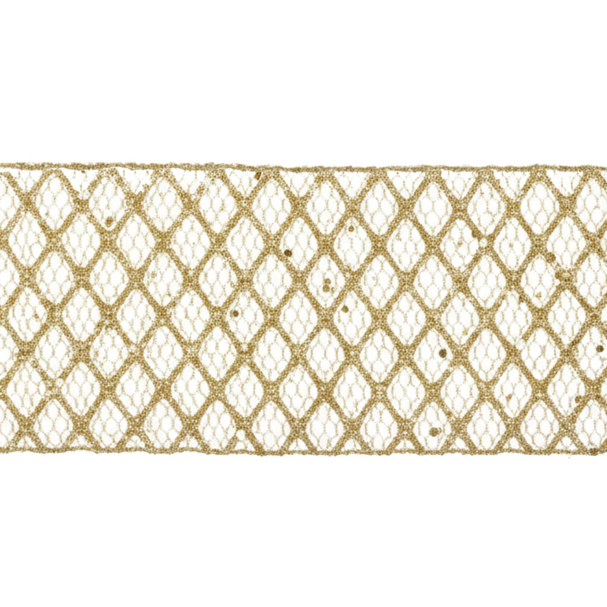 Vickerman 2.5"X10Y Gold Glitter Sequin Net Ribbon: Gold / Poly, Wire / 2.5" - Bria Blair Creative