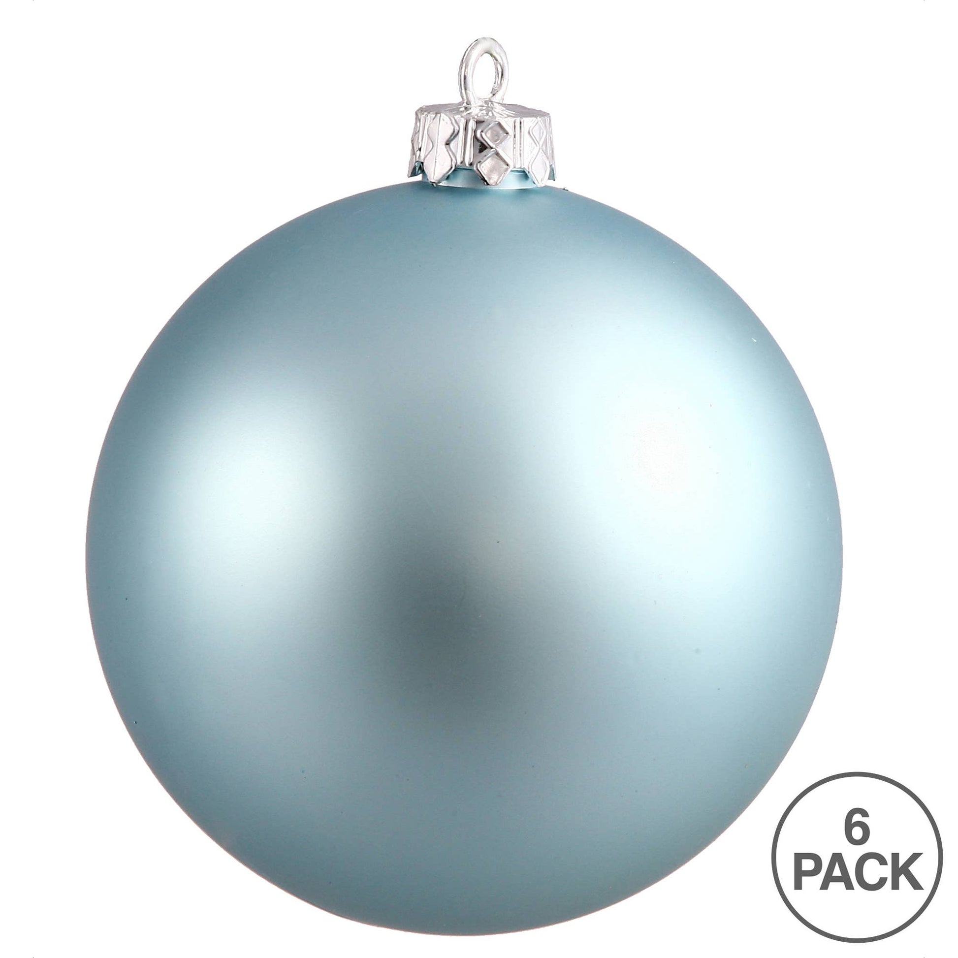 Vickerman 4" Baby Blue Matte Ball Ornament, 6 per Bag: Baby Blue / Plastic / 4" - Bria Blair Creative