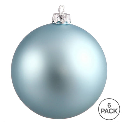 Vickerman 4" Baby Blue Matte Ball Ornament, 6 per Bag: Baby Blue / Plastic / 4" - Bria Blair Creative