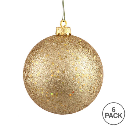 Vickerman 4" Gold Sequin Ball Ornament, 6 per Bag: Gold / Plastic / 4" - Bria Blair Creative