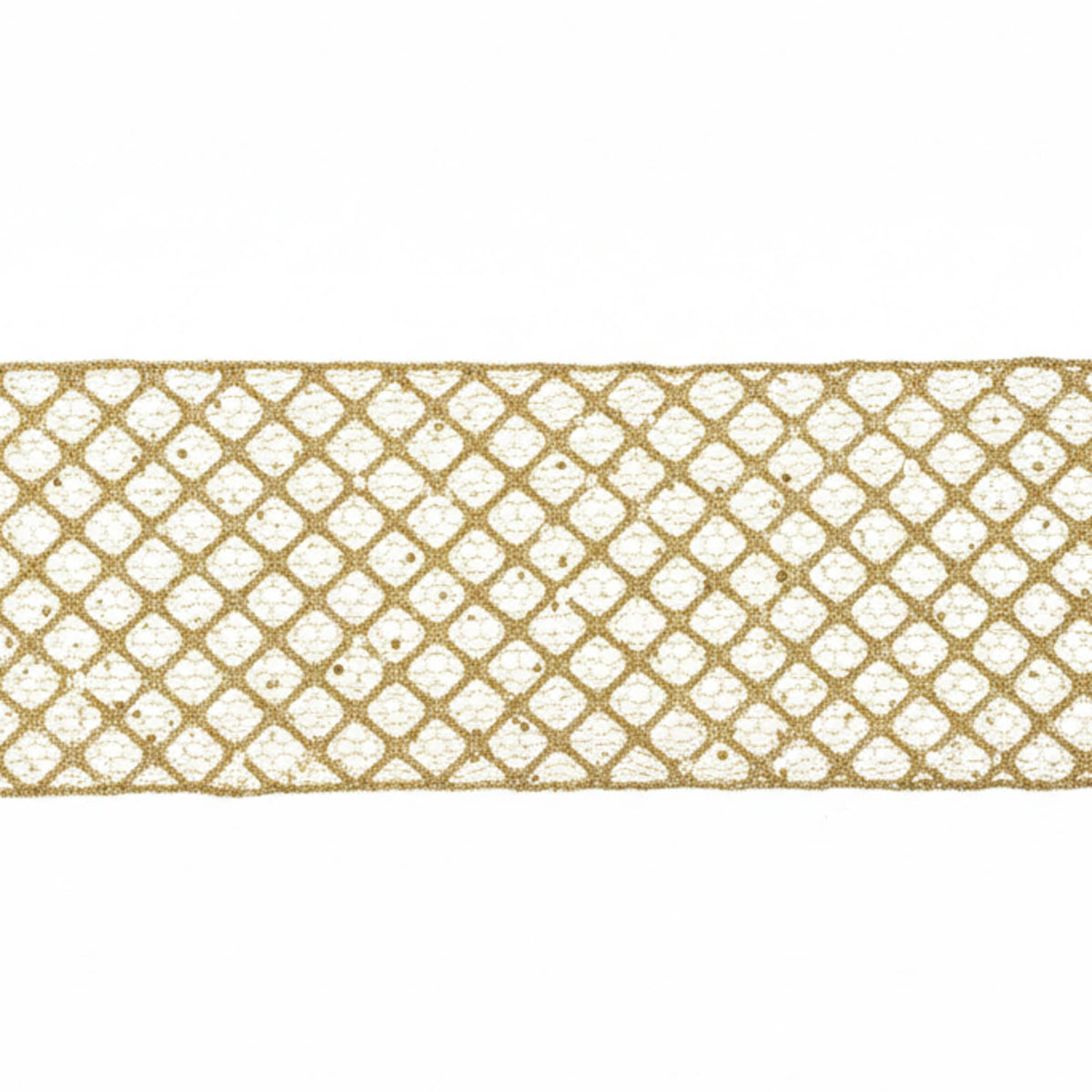Vickerman 4" x 10 Yard Gold Glitter Sequin Net Wired Ribbon: Gold / Poly, Wire / 4" - Bria Blair Creative