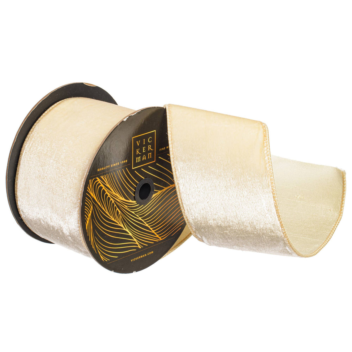 Vickerman 4"x10yd Oat Velvet Luster Ribbon: Oat / Polyester / 4" x 10yd - Bria Blair Creative