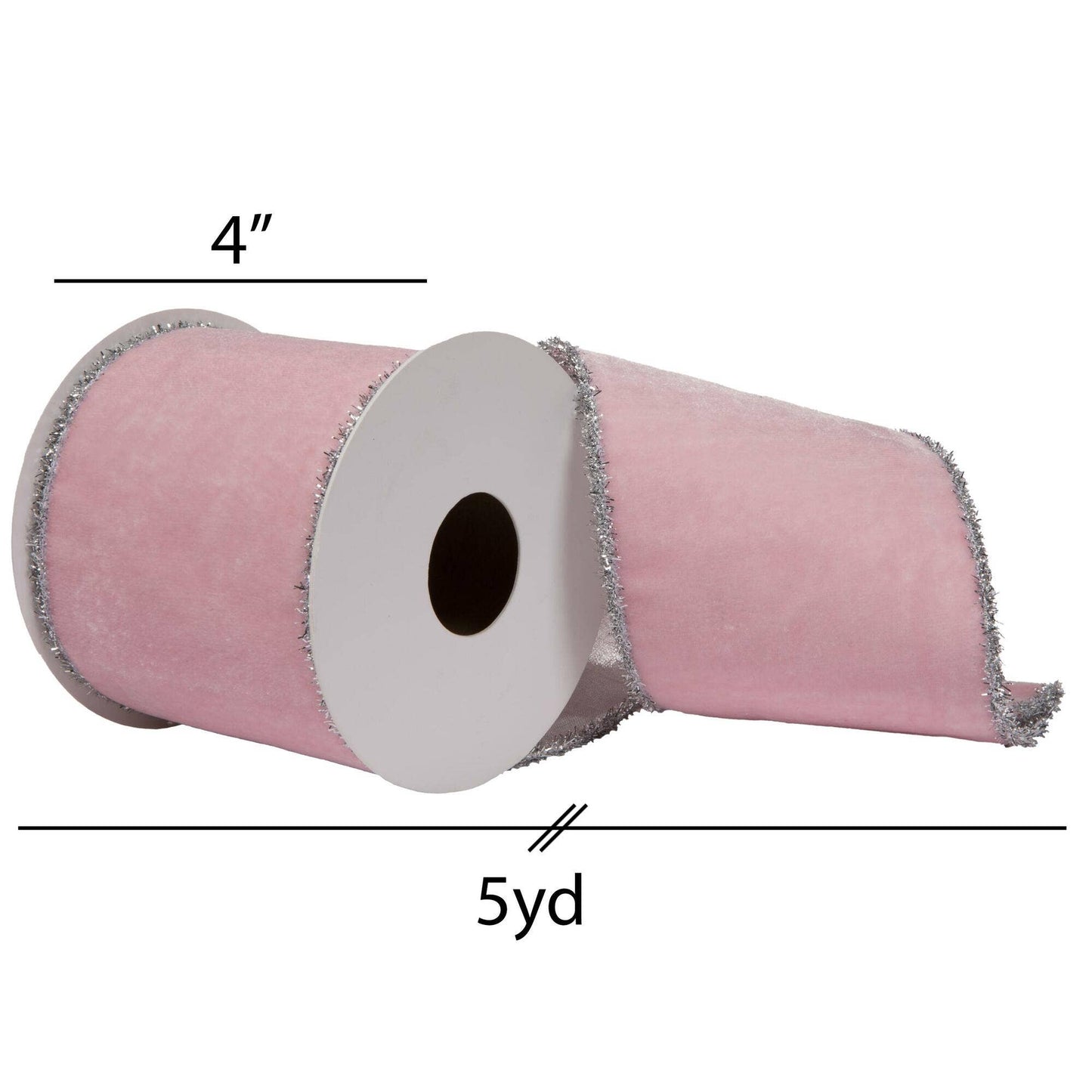 Vickerman 4"x5yd Pink Viscose Velvet Ribbon: Pink / 100% Polyester / 4" x 5 Yards - Bria Blair Creative
