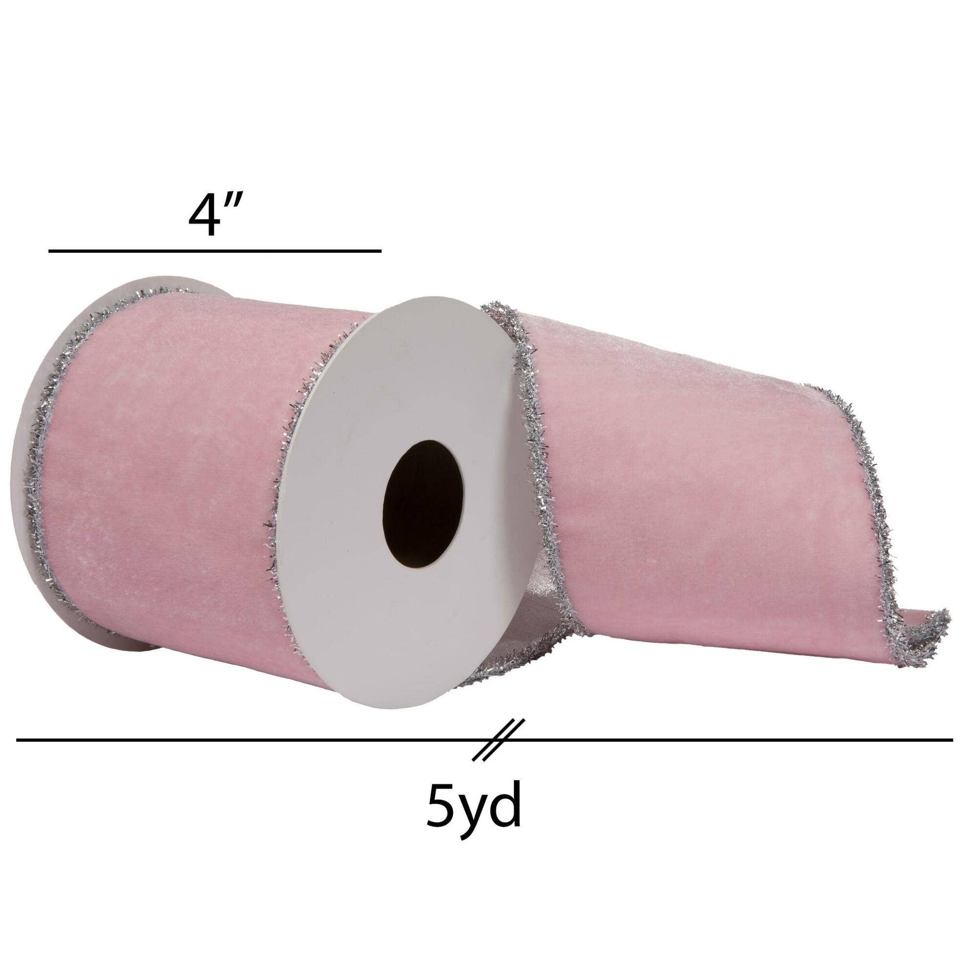 Vickerman 4"x5yd Pink Viscose Velvet Ribbon: Pink / 100% Polyester / 4" x 5 Yards - Bria Blair Creative
