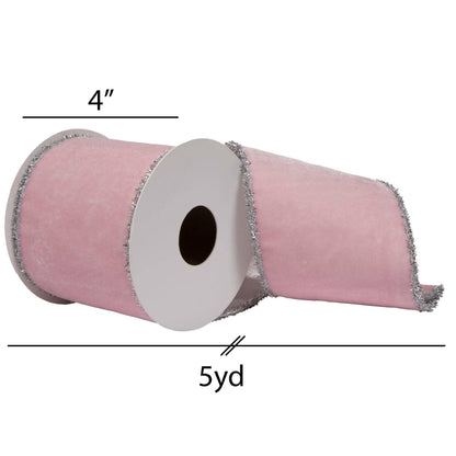 Vickerman 4"x5yd Pink Viscose Velvet Ribbon: Pink / 100% Polyester / 4" x 5 Yards - Bria Blair Creative