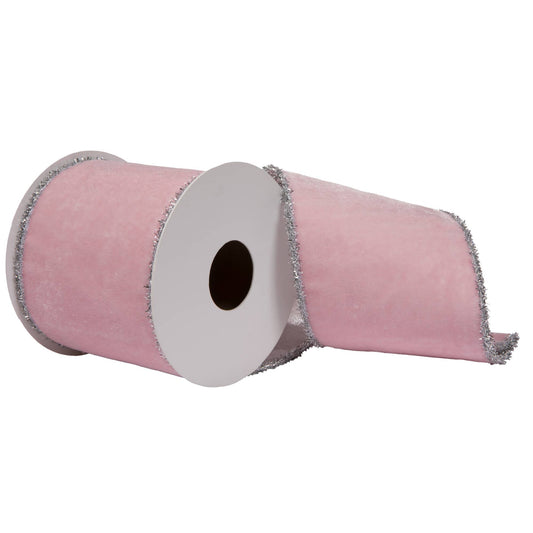 Vickerman 4"x5yd Pink Viscose Velvet Ribbon: Pink / 100% Polyester / 4" x 5 Yards - Bria Blair Creative