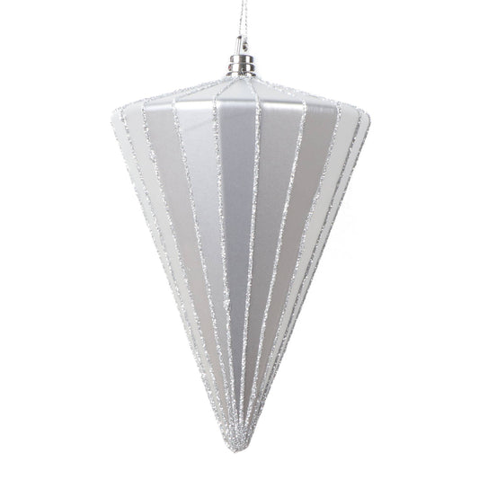 Vickerman 6" Matte Silver Cone Ornament, 3 per bag.: Silver / Polystyrene / 6" - Bria Blair Creative