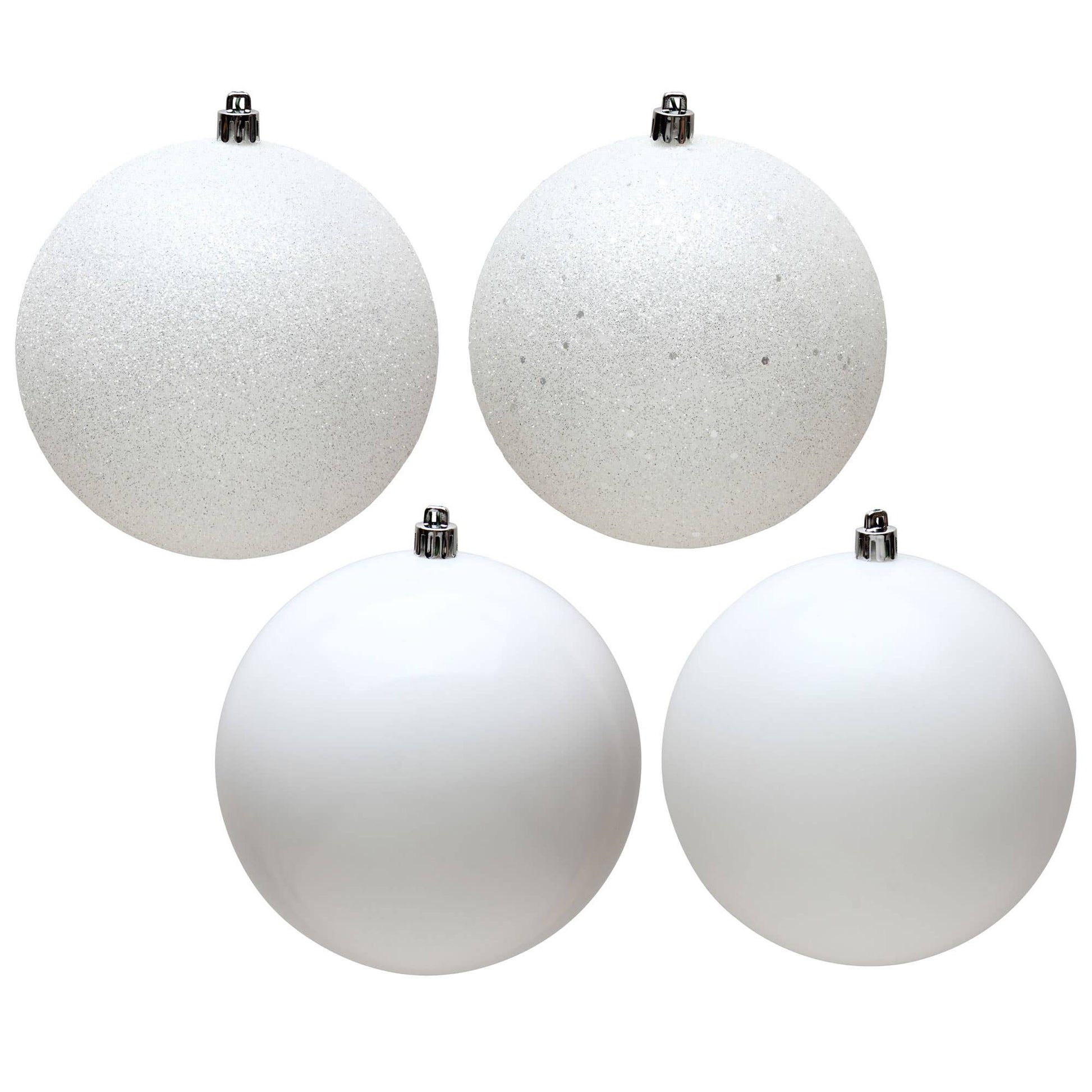 Vickerman 6" White Ball 4 Finish Asst 4/Bag: White / Plastic / 6" - Bria Blair Creative