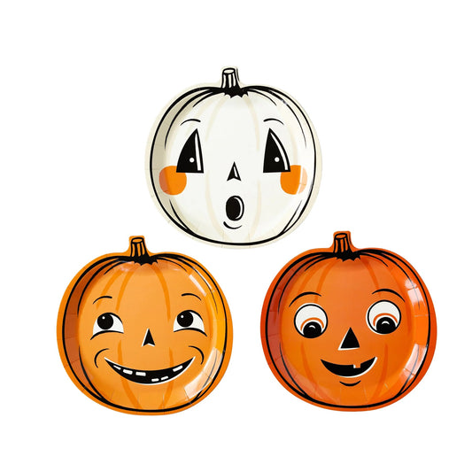 Vintage Halloween Pumpkin Shaped Paper Plate Set - Bria Blair Creative
