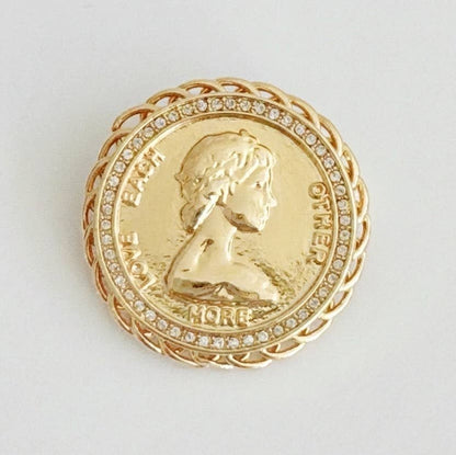 Vintage Medallion Coin Brooch Pin - Bria Blair Creative