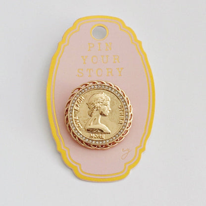 Vintage Medallion Coin Brooch Pin - Bria Blair Creative